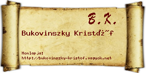 Bukovinszky Kristóf névjegykártya
